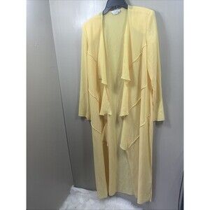 Y2K Yellow Chiffon Ruffle Cardigan Fairy Coquette Duster Cover Up L